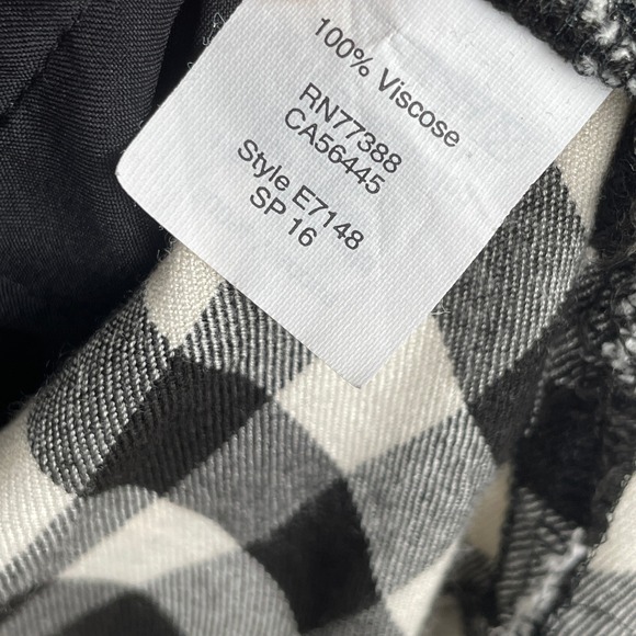 Madewell Buffalo Check Plaid Everyday Shirt Dress Black White Viscose XXS E7148 - Picture 7 of 9